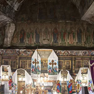 Interior of wooden orthodox church of Poplis