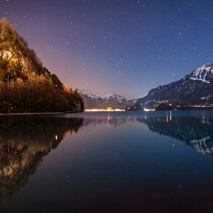 Interlaken lake with stars and reflection