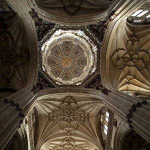 Intricate designs on the ceiling inside the Seville Cathedral, Spain