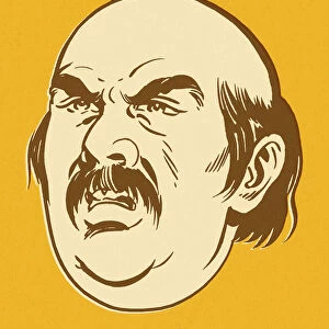 Irritated Bald Mustache Man