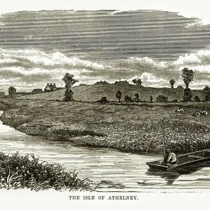 Isle of Athelney Print, 1840 Engraving Isle of Athelney Print, 1840 Engraving
