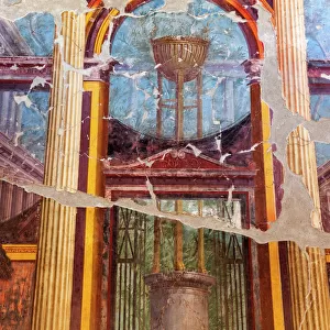 Italy, Campania, Ercolano, Old mural on ruins of Herculaneum