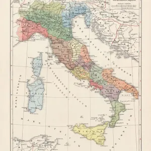 Italy until the time of Emperor Augustus, lithograph, published 1897 Italy until the time of Emperor Augustus, lithograph, published 1897