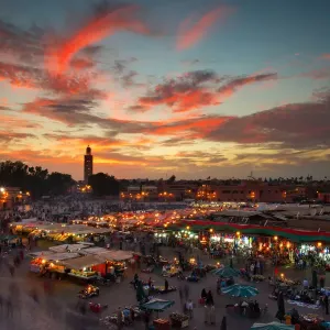 Jamaa el Fna (also Jemaa el-Fnaa, Djema el-Fna or Djemaa el-Fnaa) is a square and market place in Marrakeshs medina quarter (old city) with Koutubia in background. Marrakesh, Morocco, north Africa Jamaa el Fna (also Jemaa el-Fnaa, Djema el-Fna or Djemaa el-Fnaa) is a square and market place in Marrakeshs medina quarter (old city) with Koutubia in background. Marrakesh, Morocco, north Africa