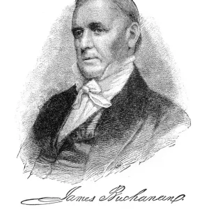 James Buchanan - USA President engraving with his signature 1888 James Buchanan - USA President engraving with his signature 1888