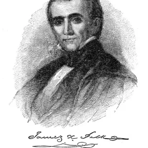 James Knox Polk - USA President engraving with his signature 1888 James Knox Polk - USA President engraving with his signature 1888