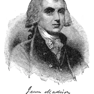 James Madison - USA President engraving with his signature 1888 James Madison - USA President engraving with his signature 1888