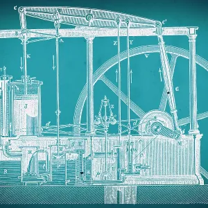 James Watt's Double-Acting Steam Engine Print (1769)