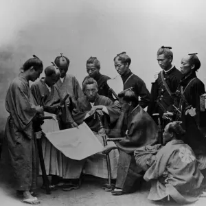 Japanese Military Officers Study Map Print Japanese Military Officers Study Map Print