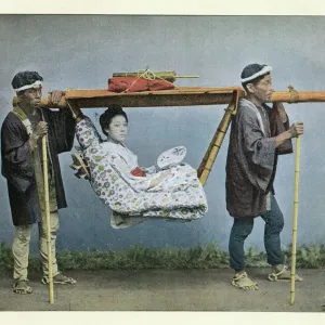 Japanese Woman in Sedan Chair Print Japanese Woman in Sedan Chair Print