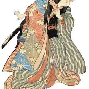 Japanese Woodblock Print Male Actor with Sword Japanese Woodblock Print Male Actor with Sword