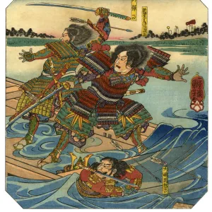 Japanese Woodblock Print of Warriors