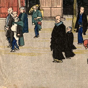 Japanese Woodblock Street Scene by Hiroshige