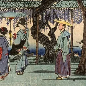 Japanese Woodblock Street Scene by Hiroshige Japanese Woodblock Street Scene by Hiroshige