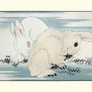 Vintage Japanese Print of Hares by Katsushika Hokusai Vintage Japanese Print of Hares by Katsushika Hokusai