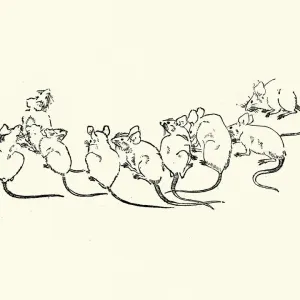 19th Century Japanese Art Print: Swarm of Rats 19th Century Japanese Art Print: Swarm of Rats