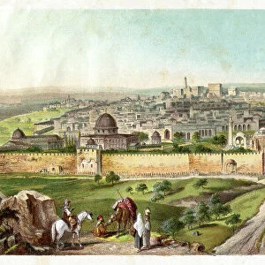 Jerusalem city seen from Mount of Olives 1885