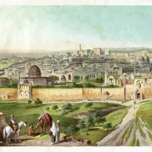 Jerusalem city seen from Mount of Olives 1885 Jerusalem city seen from Mount of Olives 1885
