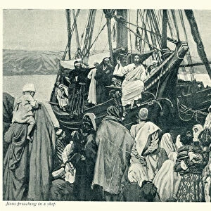 Jesus Christ preaching in a ship