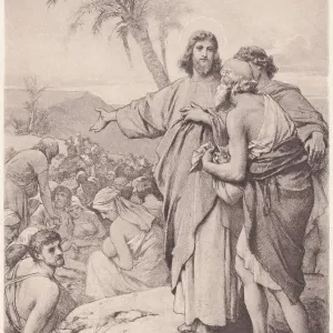 Jesus Feeds the Five Thousand, photogravure, published in 1886 Jesus Feeds the Five Thousand, photogravure, published in 1886