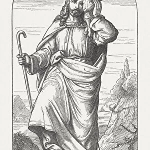 Jesus as the Good Shepherd, wood engraving, published in 1895