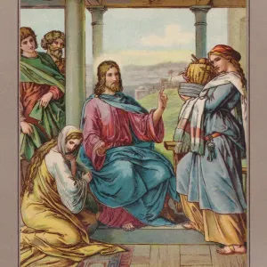 Jesus at Martha and Mary, chromolithograph, published ca. 1880 Jesus at Martha and Mary, chromolithograph, published ca. 1880