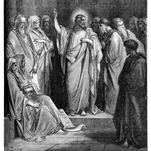 Jesus preaching in the synagogue