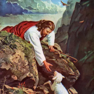 Jesus Reaching for a Lost Sheep