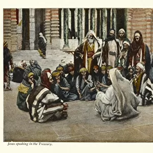 Jesus speaking in the treasury