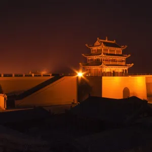 Jiayuguan fort at night