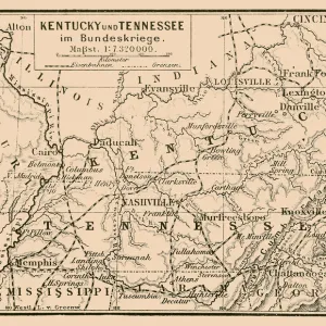 Kentucky and Tennessee in federal war map