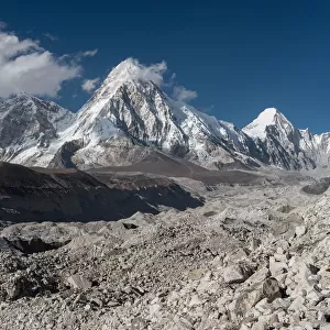 Khumbu glacier and Lobuche mountain peak, Everest region