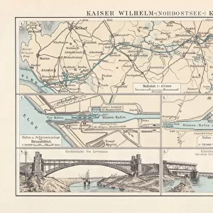 Kiel Canal (Nord-Ostsee-Kanal), Germany, lithograph, published in 1897