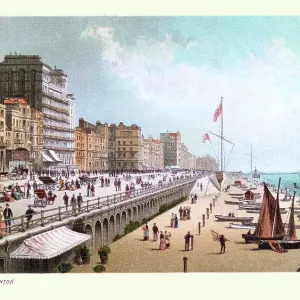 Kings Road, Brighton, East Sussex, a seaside resort. Victorian, Tourists, Beach, Hotels, 19th Century Kings Road, Brighton, East Sussex, a seaside resort. Victorian, Tourists, Beach, Hotels, 19th Century