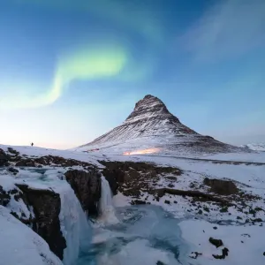 Kirkjufell mountain winter with Aurora sky Kirkjufell mountain winter with Aurora sky