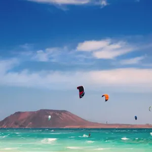 Kitesurfers in Fuerteventura Print Kitesurfers in Fuerteventura Print