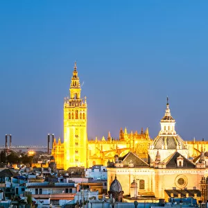 La Giralda bell tower and city of Seville, Spain