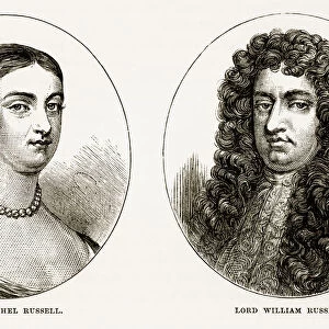 Lady Rachel Russell and Lord William Russell of Woburn, England Victorian Engraving, Circa 1840