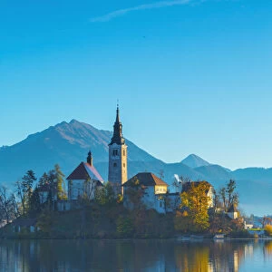 Lake Bled with the church dedicated to the Assumption of Mary, Slovenia
