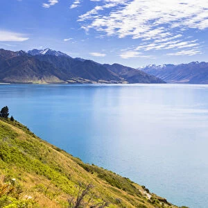 Lake Hawea with views of the Hunter Valley, The Neck, Otago Region, New Zealand