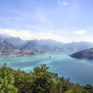 Lake Iseo, aerial view in Lombardy Italy