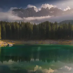 Lake Karersee with reflection Lake Karersee with reflection