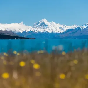 Lake Pukaki with Mount Cook in the background Lake Pukaki with Mount Cook in the background