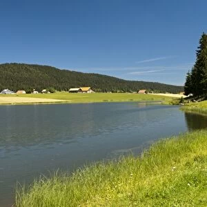Lake Tailleres, Lac des Tailleres in summer, in the Vallee de la Brevine, La Brevine Valley, Neuchatel Jura, Switzerland, Europe
