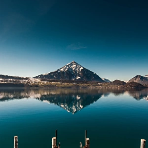lake Thun with reflection of Mt. Morgenberghorn