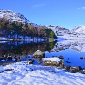 Lake in Winter with a mirror reflection
