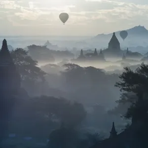 Landscape of Bagan in blue tone