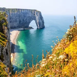 Landscape of Etretat and English Channel Landscape of Etretat and English Channel