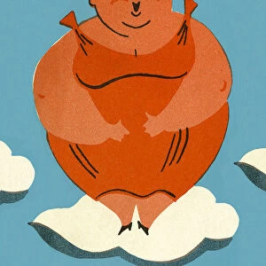 Large Woman Standing on a Cloud