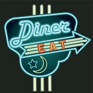 Late night retro Diner neon sign